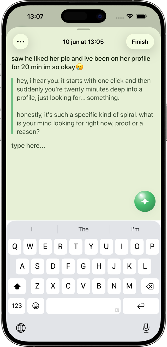 A conversation in Sotie — it asks the next question instead of just agreeing.